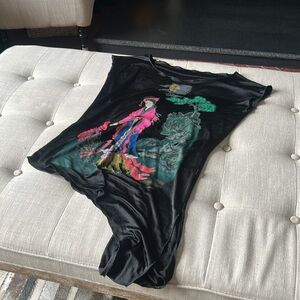 DGVI Black Graphic Printed Blouse Size Small